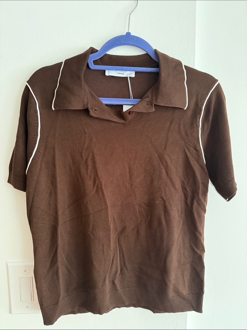 Mango Brown Polo Shirt with White Piping